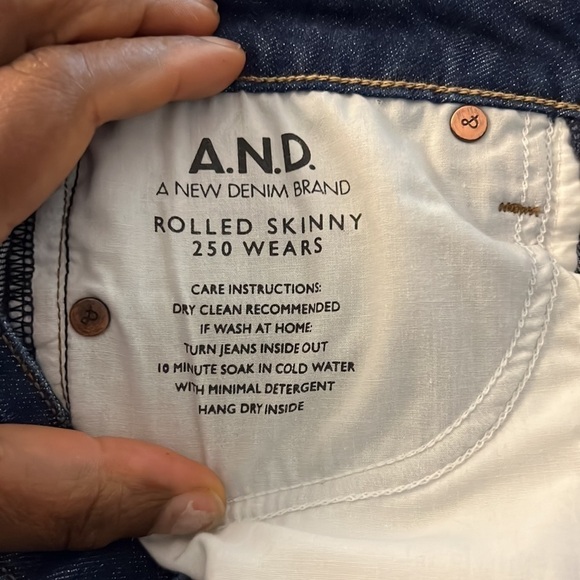 A.N.D. A New Denim blue ripped rolled skinny jeans pants trousers size 27 - Picture 8 of 10